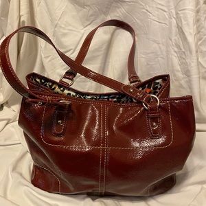 Nine West Patent Pebble Maroon Handbag